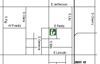 Easton Branch Library is two blocks north of Washington Union High School on the southeast corner of Elm Avenue and Fantz Avenue.