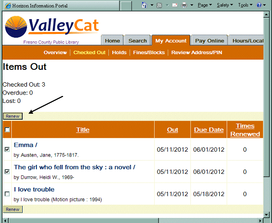 Example of Renewal using VallayCat Web